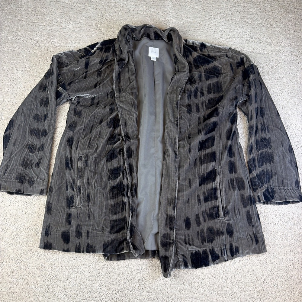 Women's Pure Jill Size Small Shibori-Print Crushed Velvet Open Cardigan Jacket